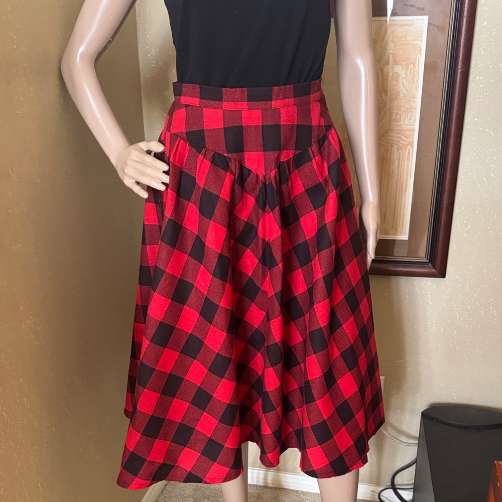 Vintage 70’s Fall Plaid A-line Skirt sz M